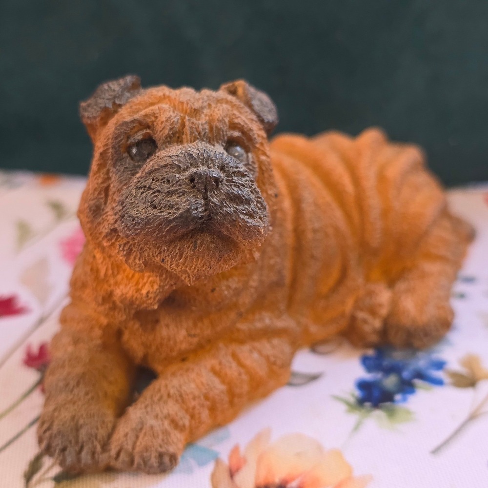 Unbranded Shar Pei Dog Figurine Small Brown Fair Resin Statue